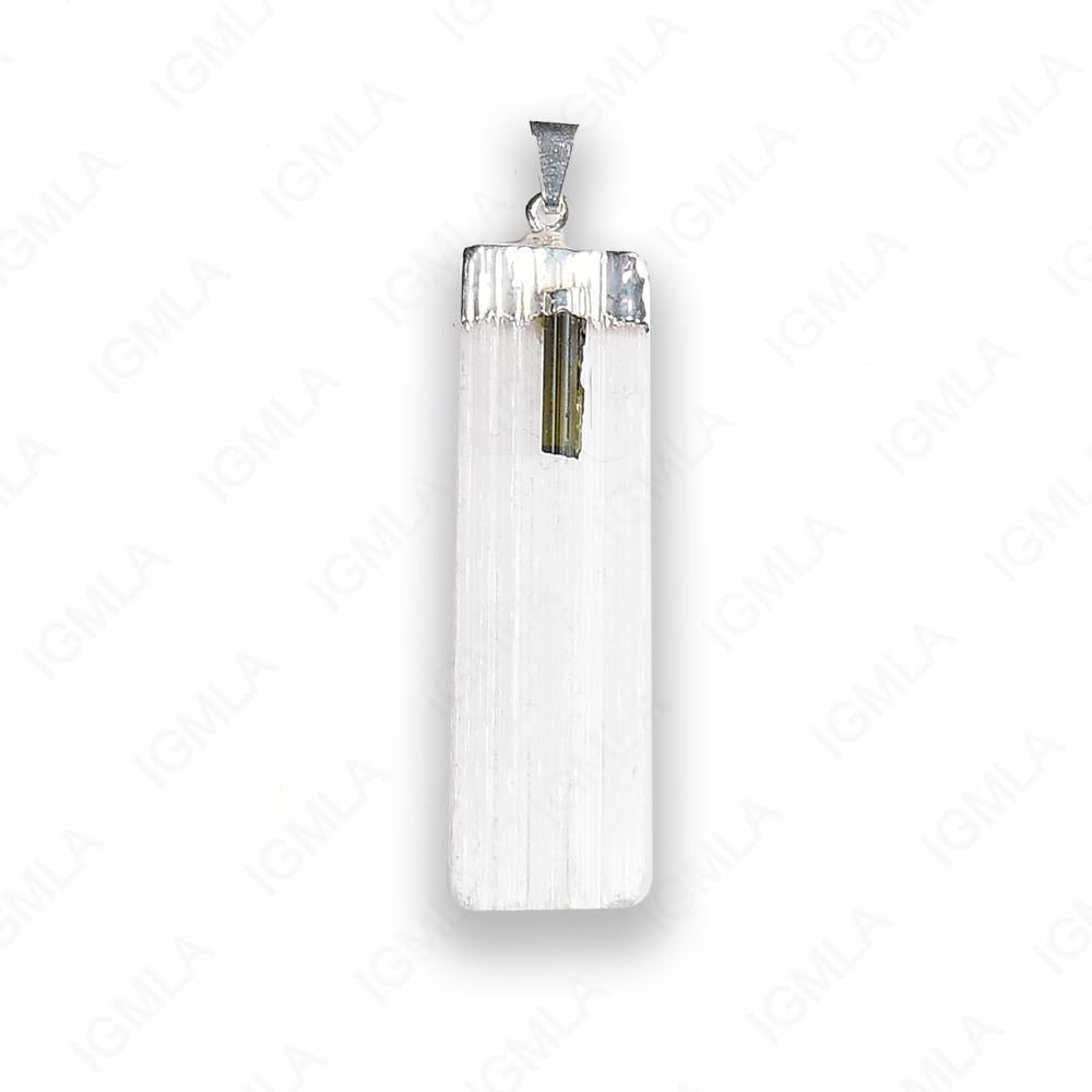 Selenite With Tourmaline Style Sp Pendants