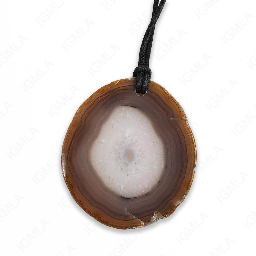 #1 Natural Agate Slice Leather String Necklace