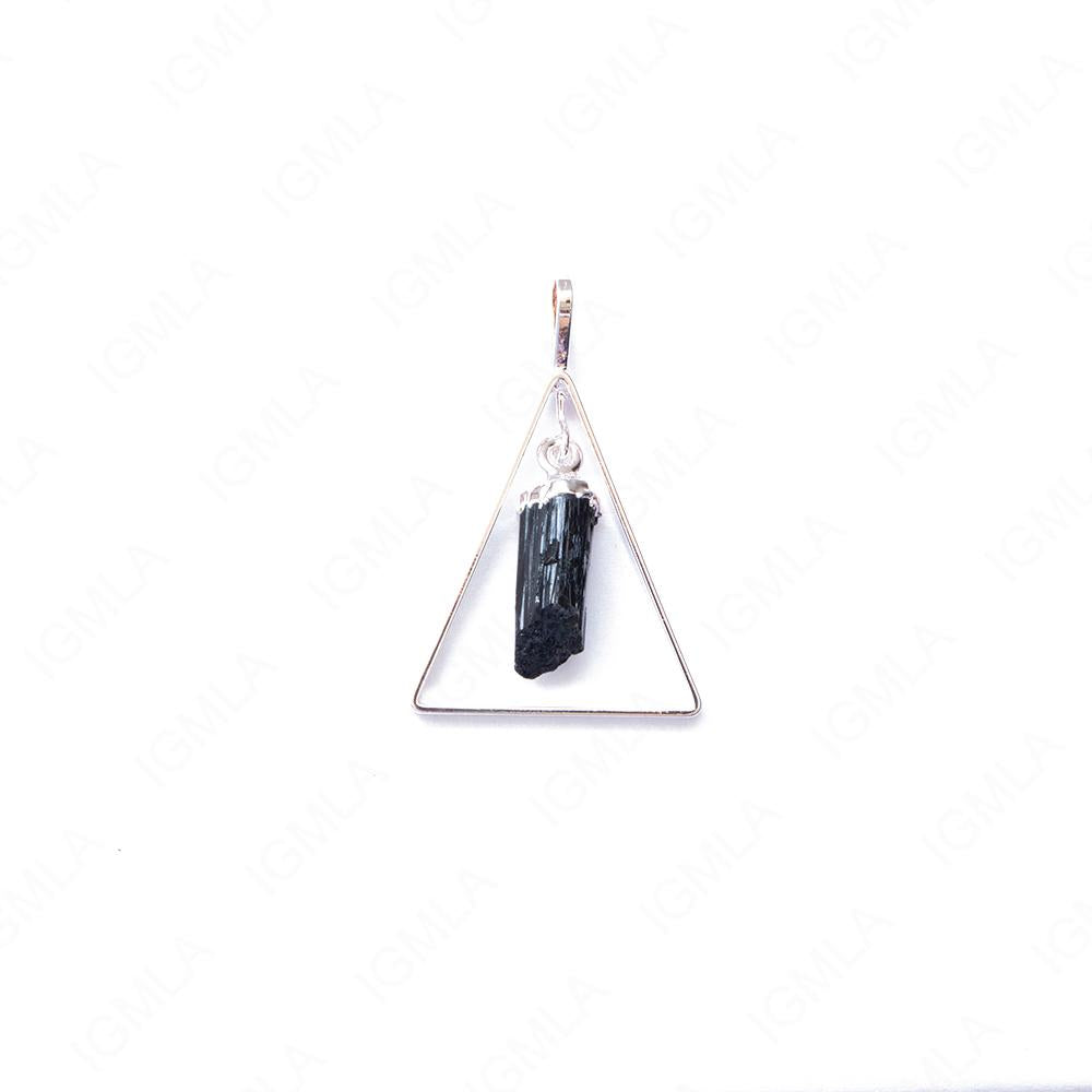 Metal Triangle Pendants With Tourmaline Point