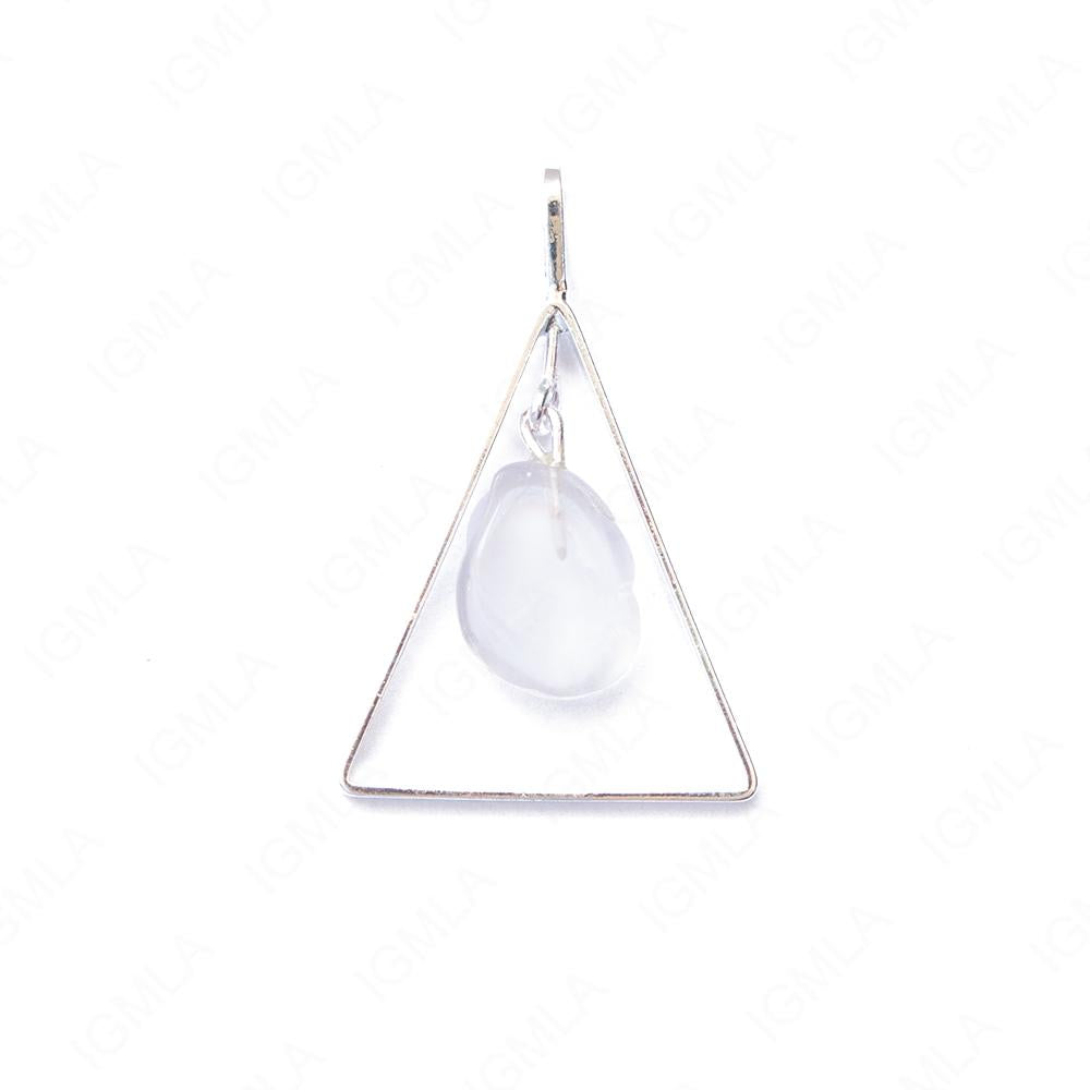 Metal Triangle Pendants With Tumbled Quartz
