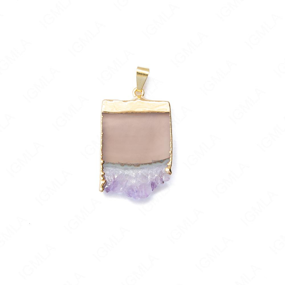 Uruguayan Amethyst Slab with Downward Points Pendants