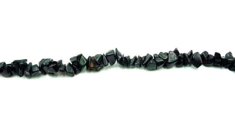 36 inch Black Stone Chip Beads