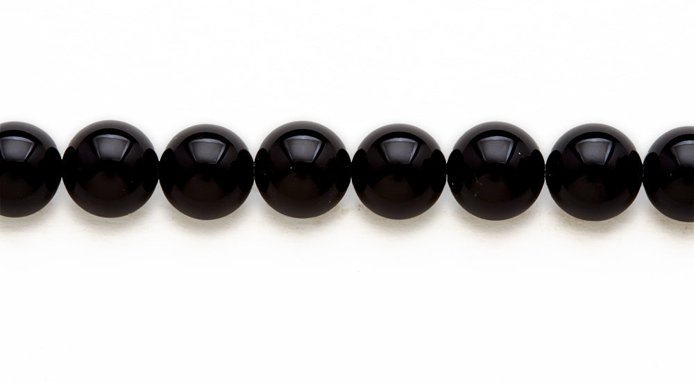 16 inch 10 M.M. Black Agate Round Beads