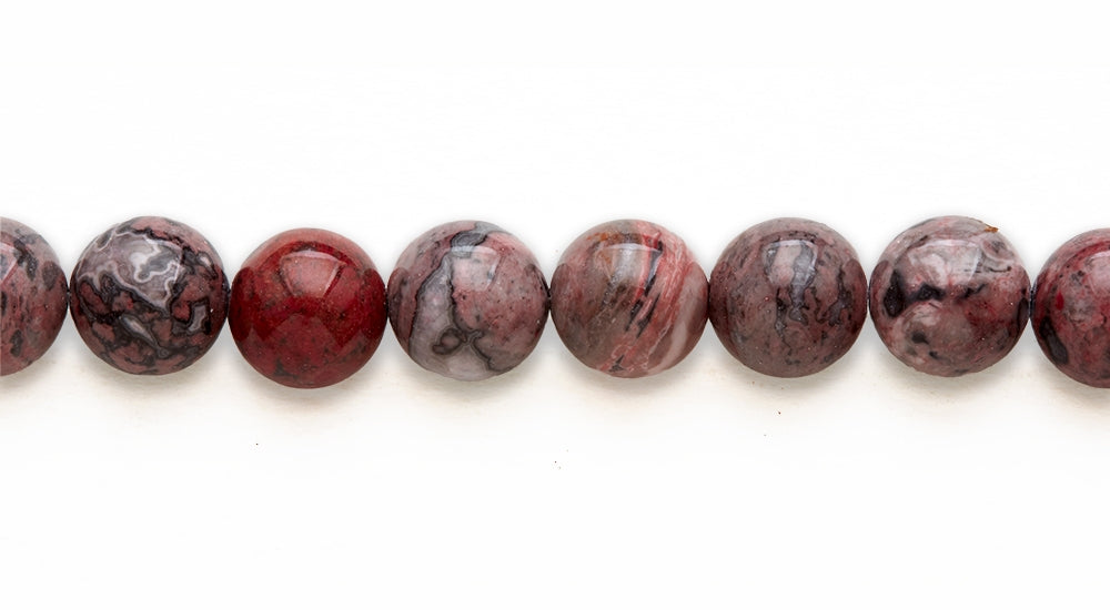 16 inch 12M.M. red Laguna Lace (D) Round Beads