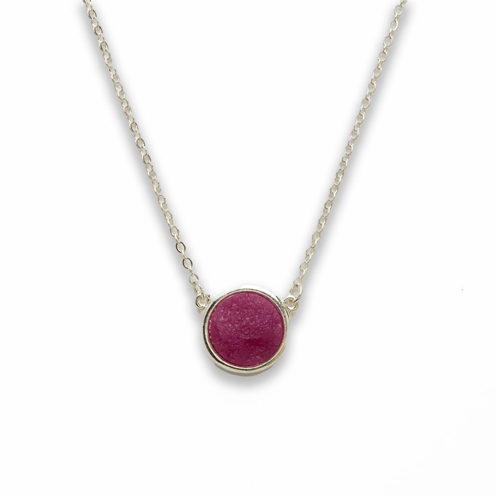 Zinc Alloy Purple Druzy Silver Plated Round Necklace