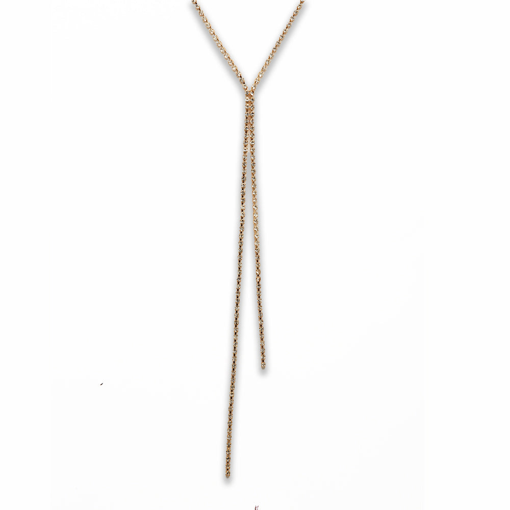 Zinc Alloy Crystal Gold Plated Square Necklace