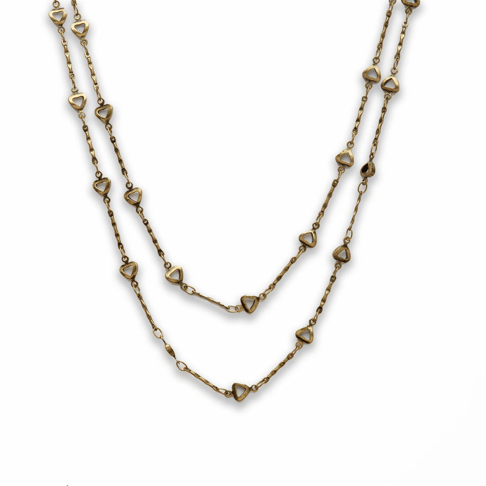 Zinc Alloy Antique Gold Plated Heart Necklace