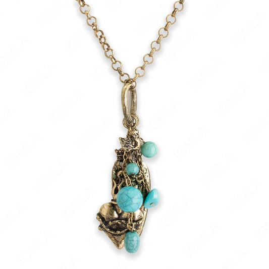 Zinc Alloy Antique Gold Charm Necklace