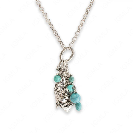 Zinc Alloy Rhodium Plated Charm Necklace