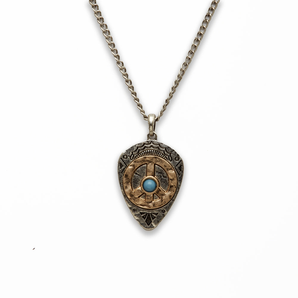 Zinc Alloy Peace Rhodium Plated Arrowhead Necklace
