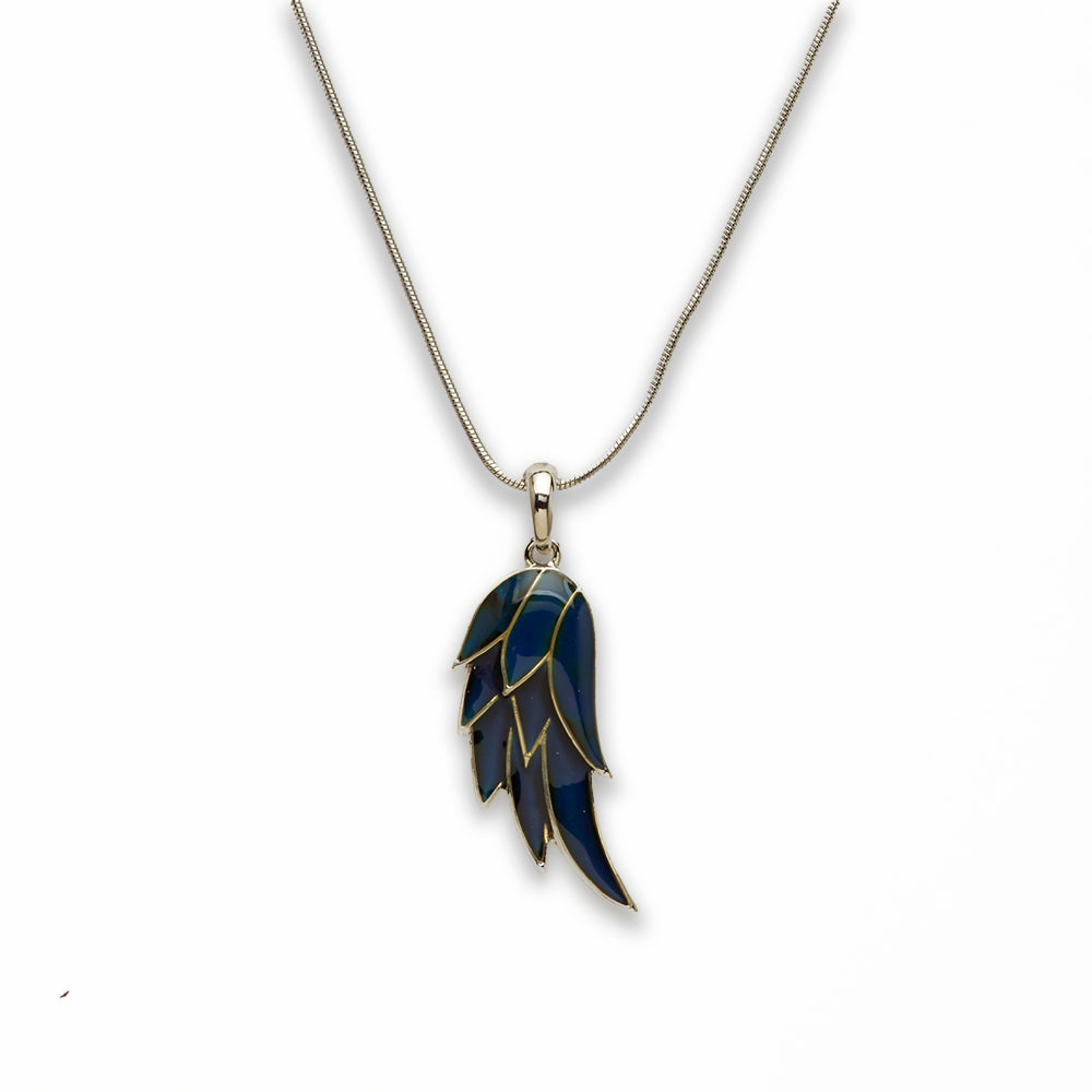 Zinc Alloy Silver Plating Mood Feather Necklace