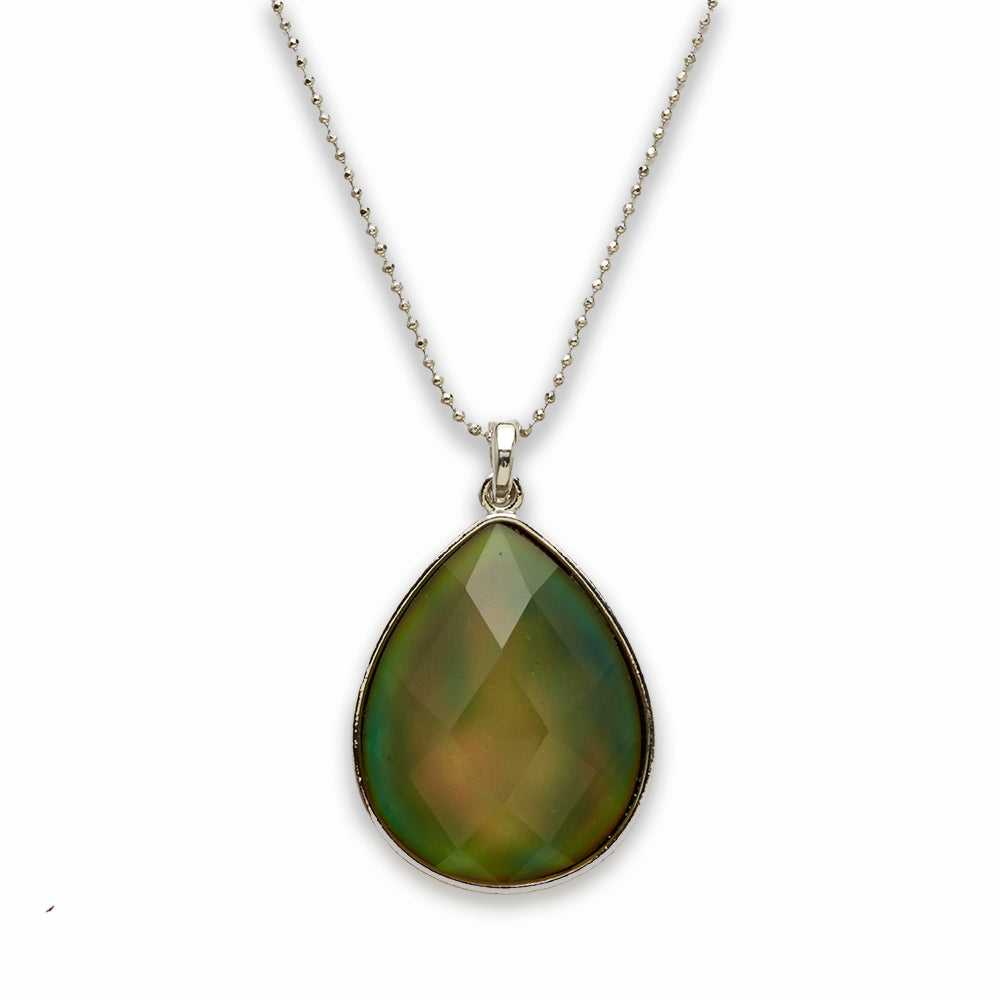 Zinc Alloy Mood Faceted Silver Plated Drop Necklace