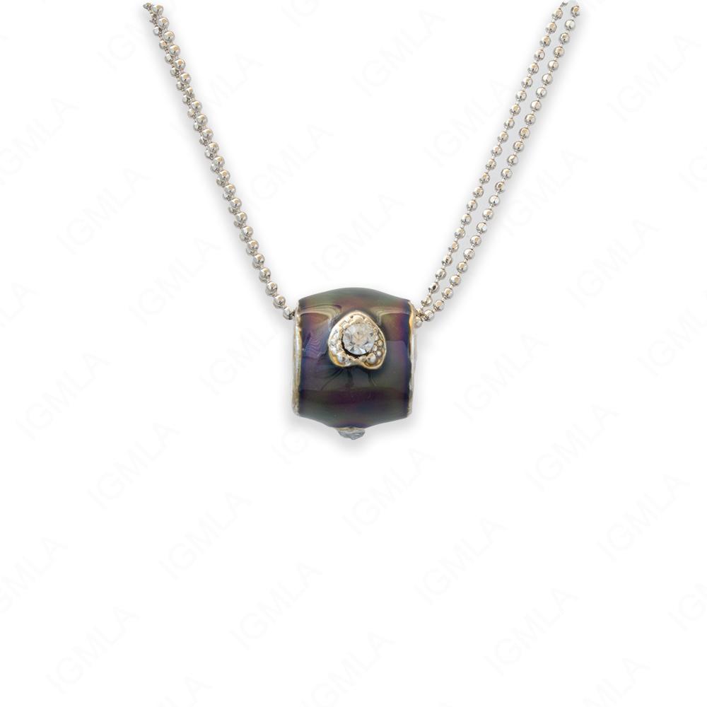 Zinc Alloy Mood w Clear Rhinestone Silver plated Barrel Necklace