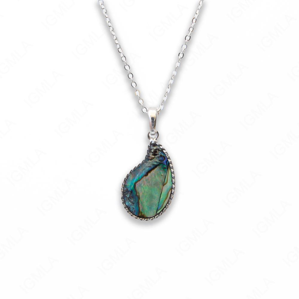 Zinc Alloy Abalone Silver Plating Free form Tear Drop Necklace