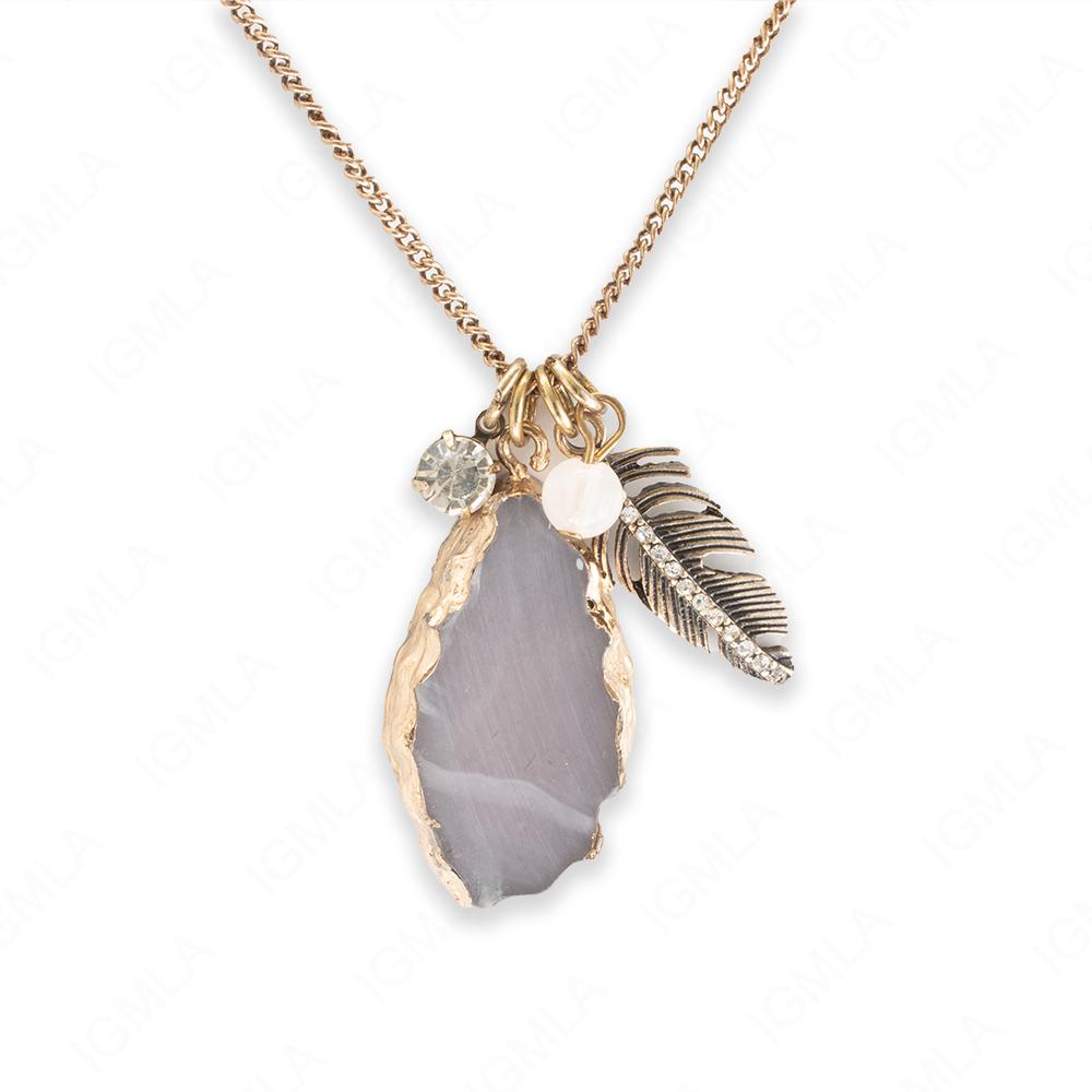 Zinc Alloy Agate Antique Gold Plated Drop Necklace