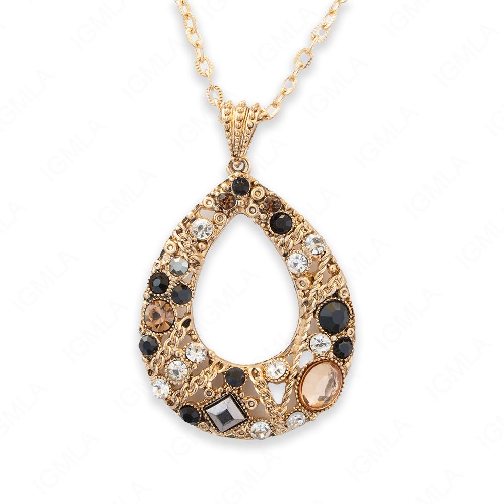 Zinc Alloy Assorted Rhinestone Gold plated Drop Necklace