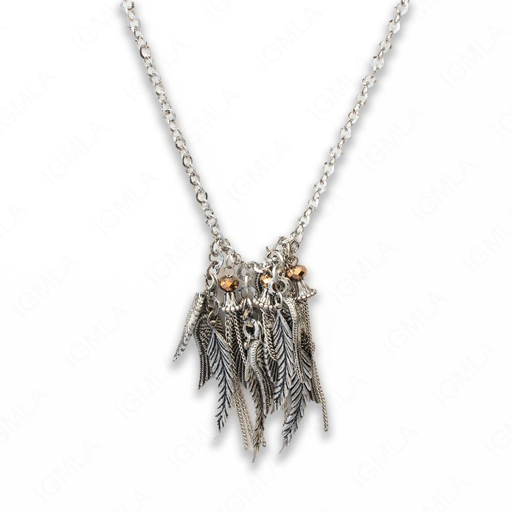 Zinc Alloy Antique Silver Plating Wings Necklace
