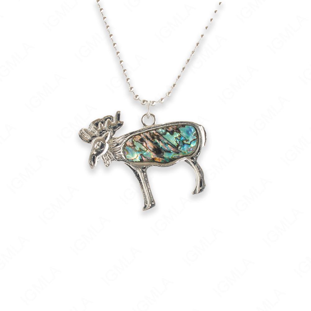 Zinc Alloy Abalone Silver Plating Moose Necklace