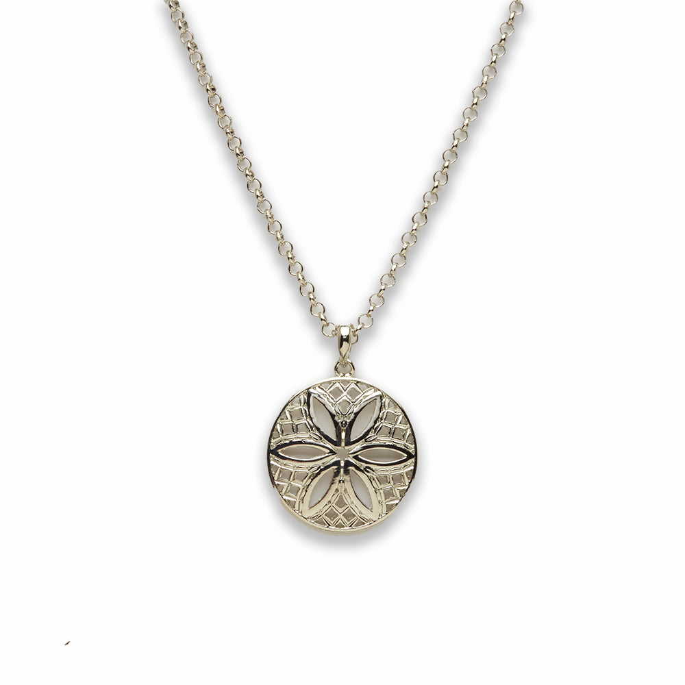 Zinc Alloy Silver Plated Flower Necklace