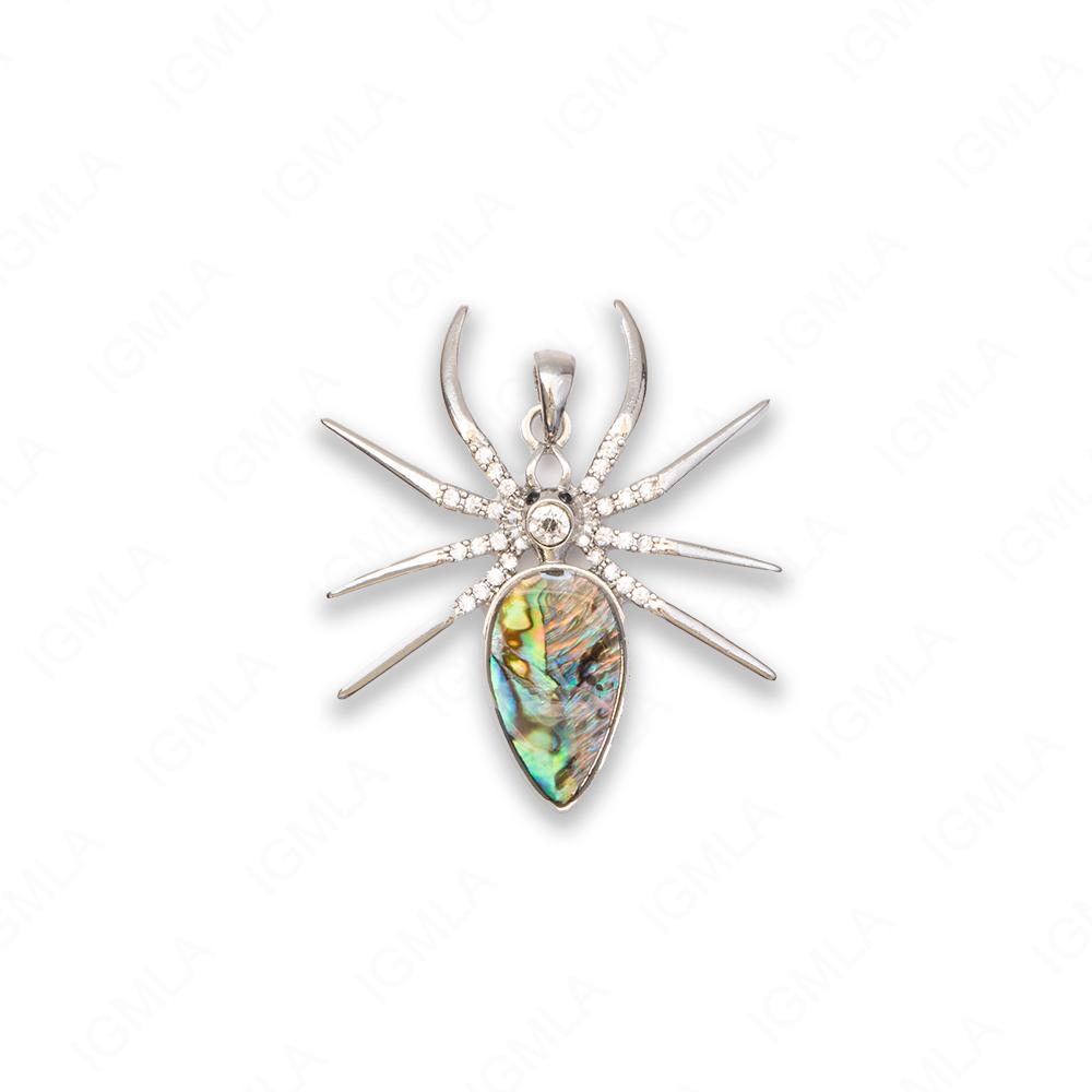 Zinc Alloy Abalone Silver Plating Spider Spider Pendant