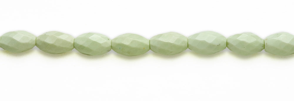 15-16 inch 10X17mm Lemon Chrysophrase Rice Faceted Beads