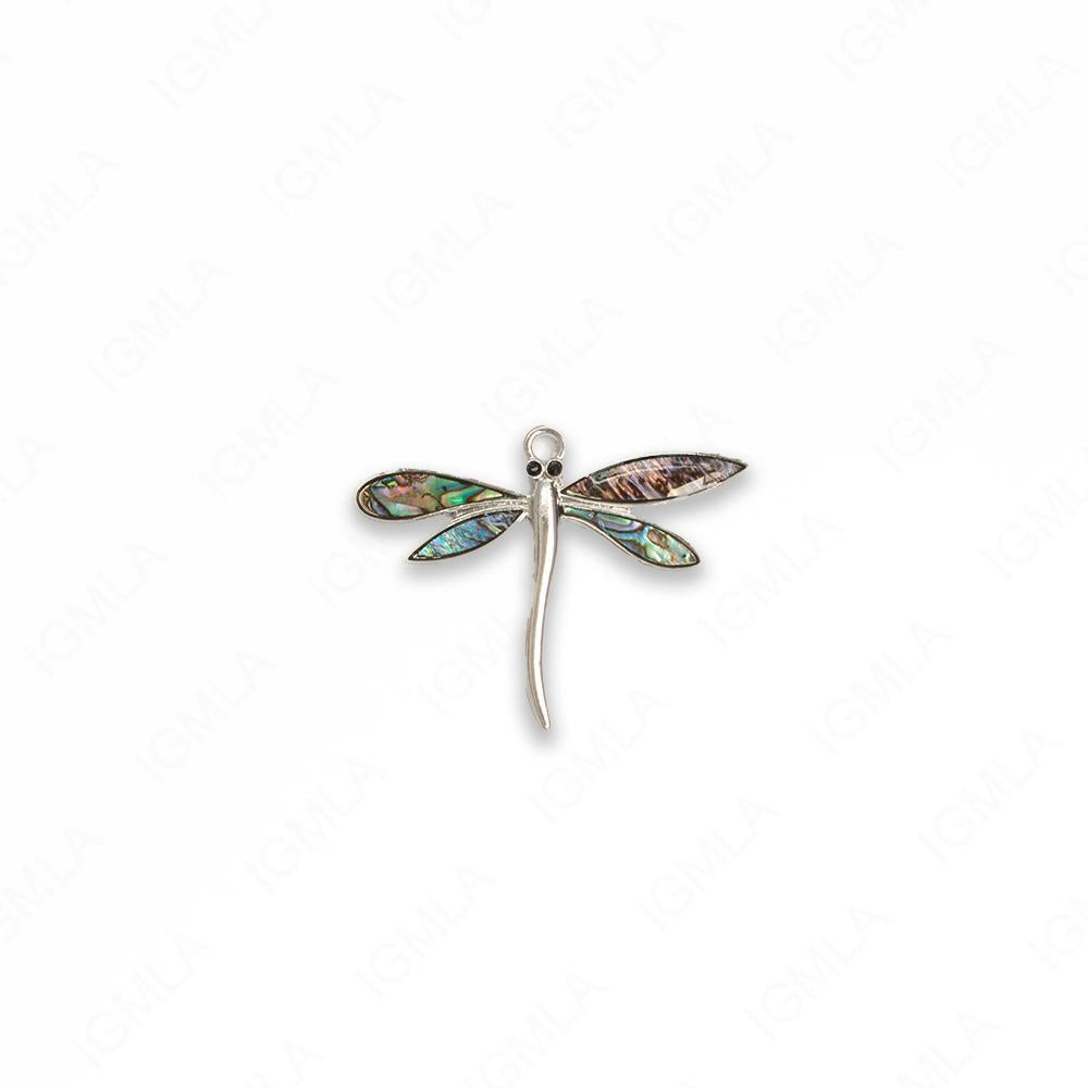 Zinc Alloy With Abalone Rhodium Plated Dragon Fly Pendants