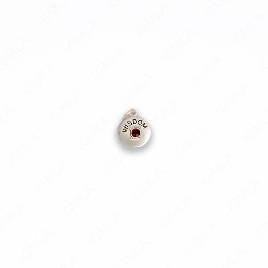 Zinc Alloy Purple Rhinestone Silver Plated Wisdom Coin Charm