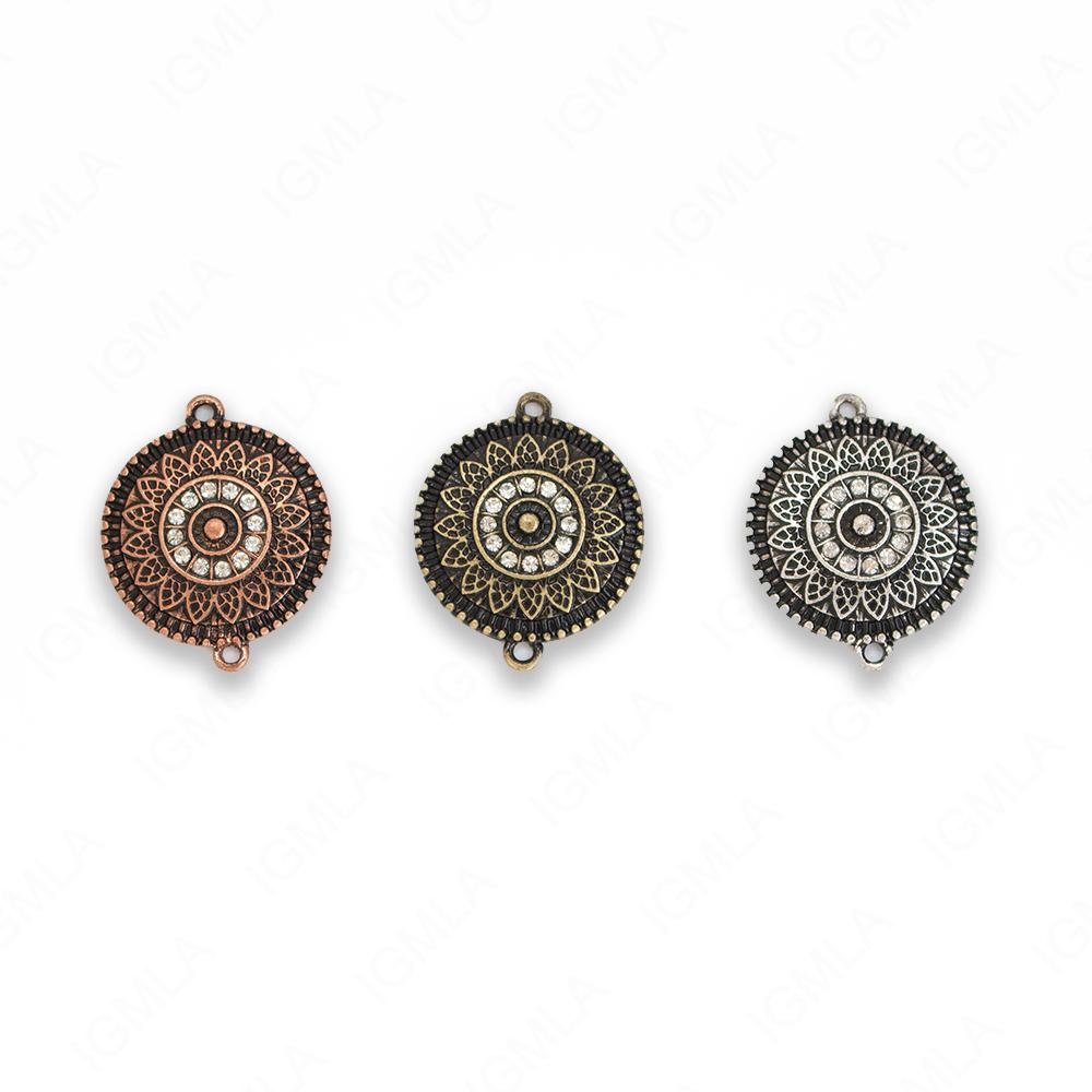 Small Zinc Alloy 3Hole Gold, Silver, Copper Burnished Coin Connector