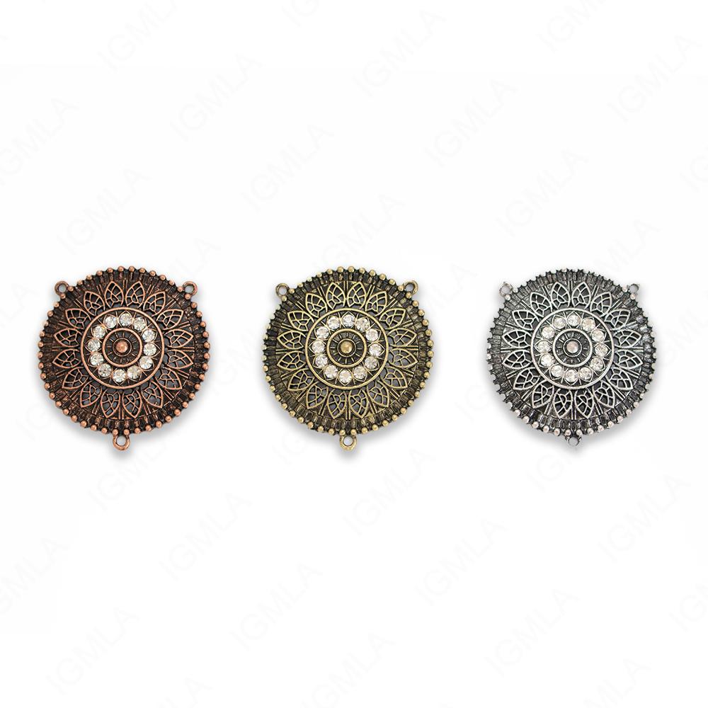 Large Zinc Alloy 3Hole Gold, Silver, Copper Burnished Coin Connector