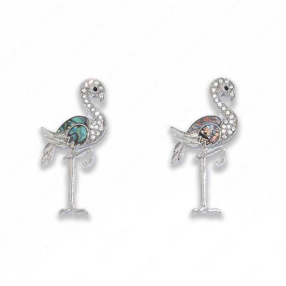Zinc Alloy With Abalone Abalone Silver Plated Flamingo Pendants