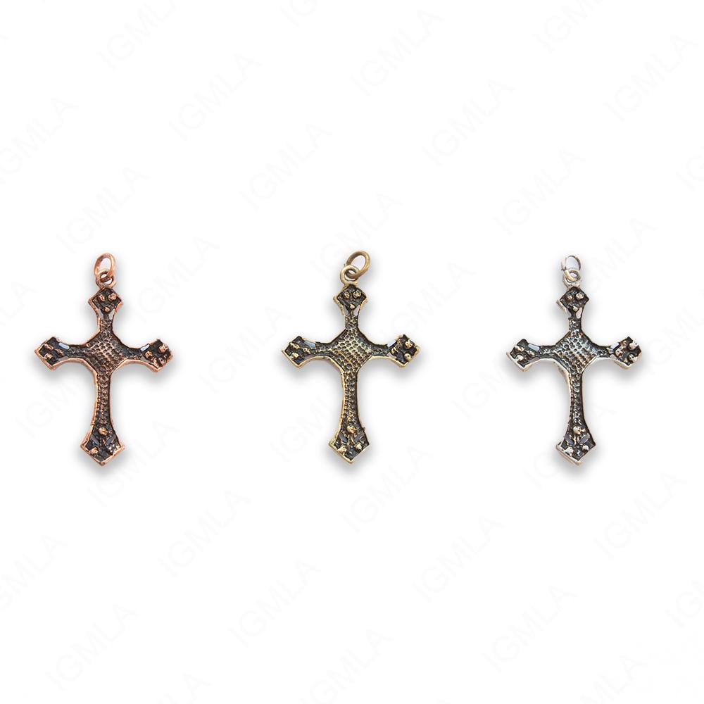 Zinc Alloy Gold, Silver, Copper Burnished W Rhinestone Cross Pendants