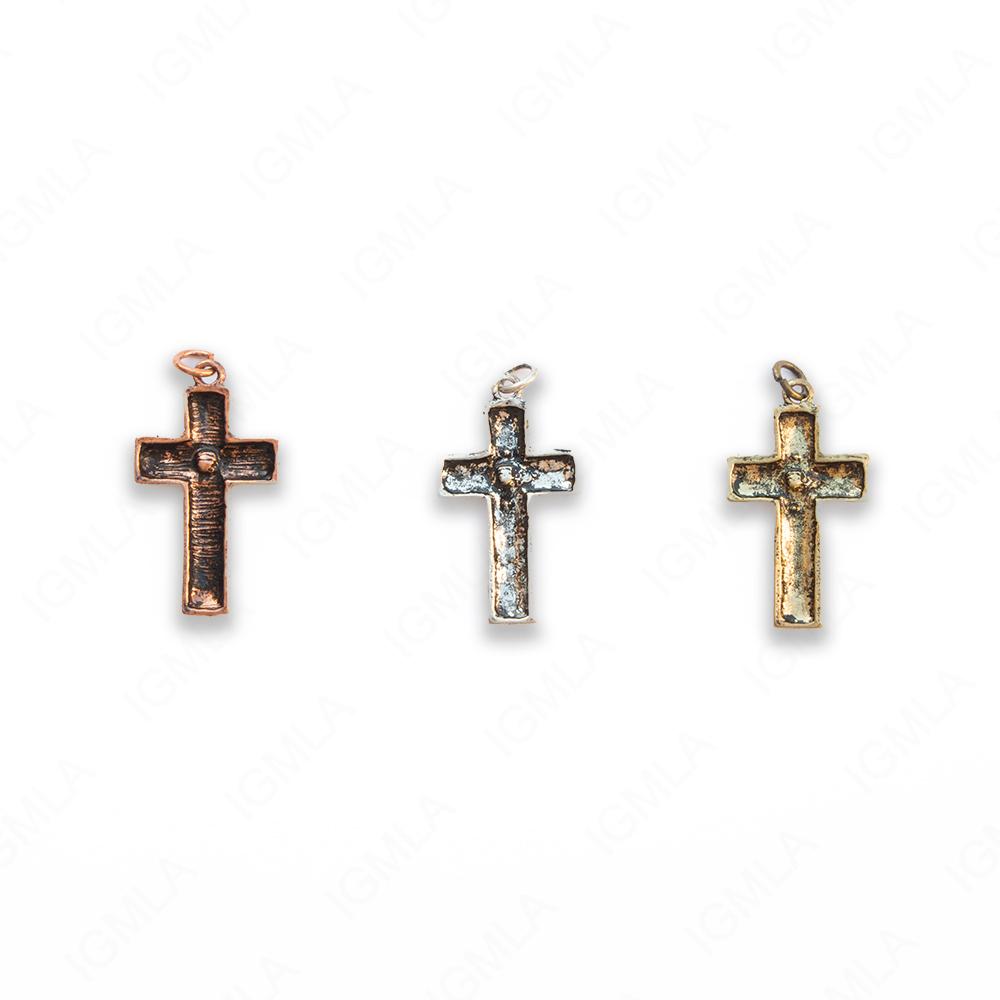Zinc Alloy Gold, Silver, Copper Burnished W Rhinestone Cross Pendants