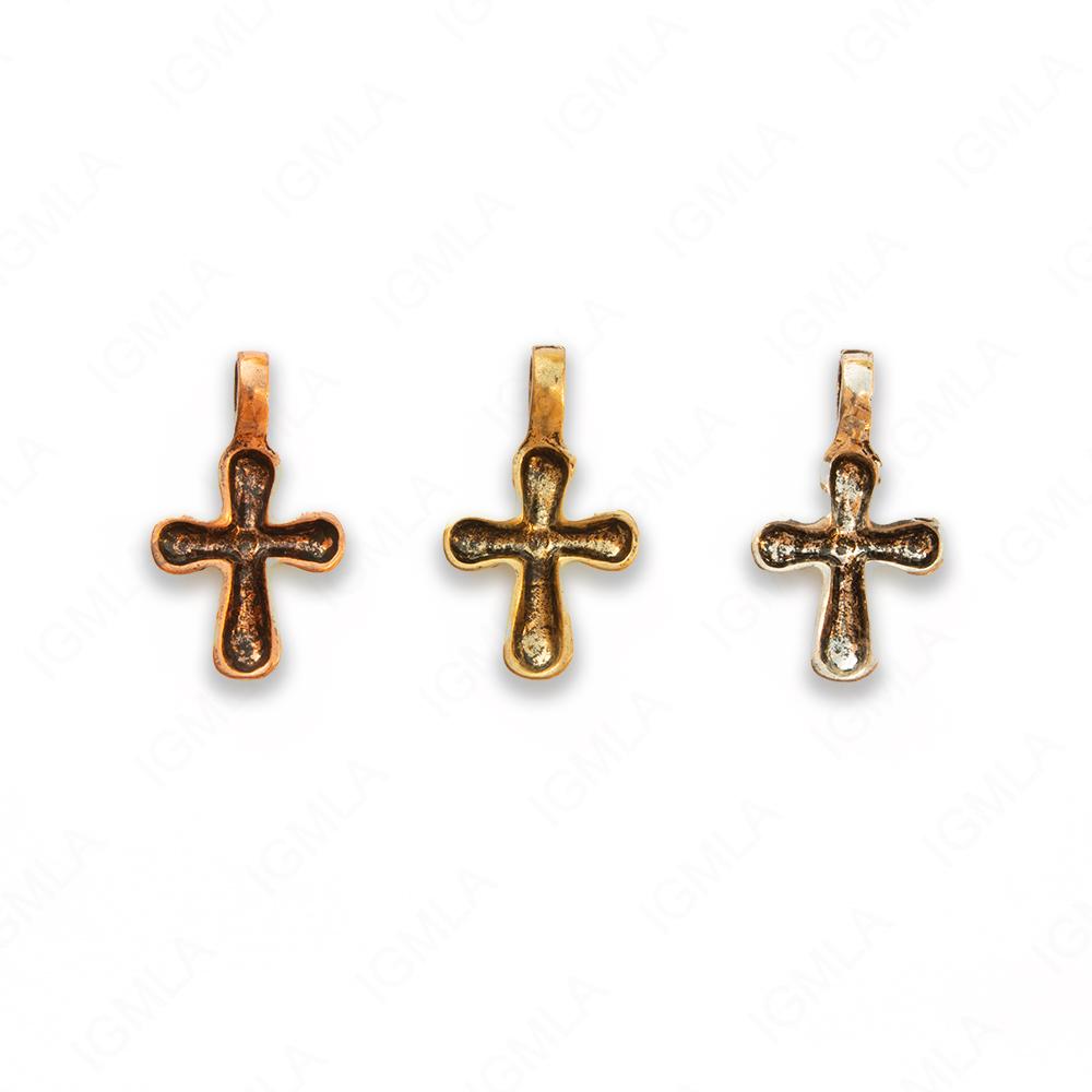 Zinc Alloy Gold, Silver, Copper Burnished Cross Pendants