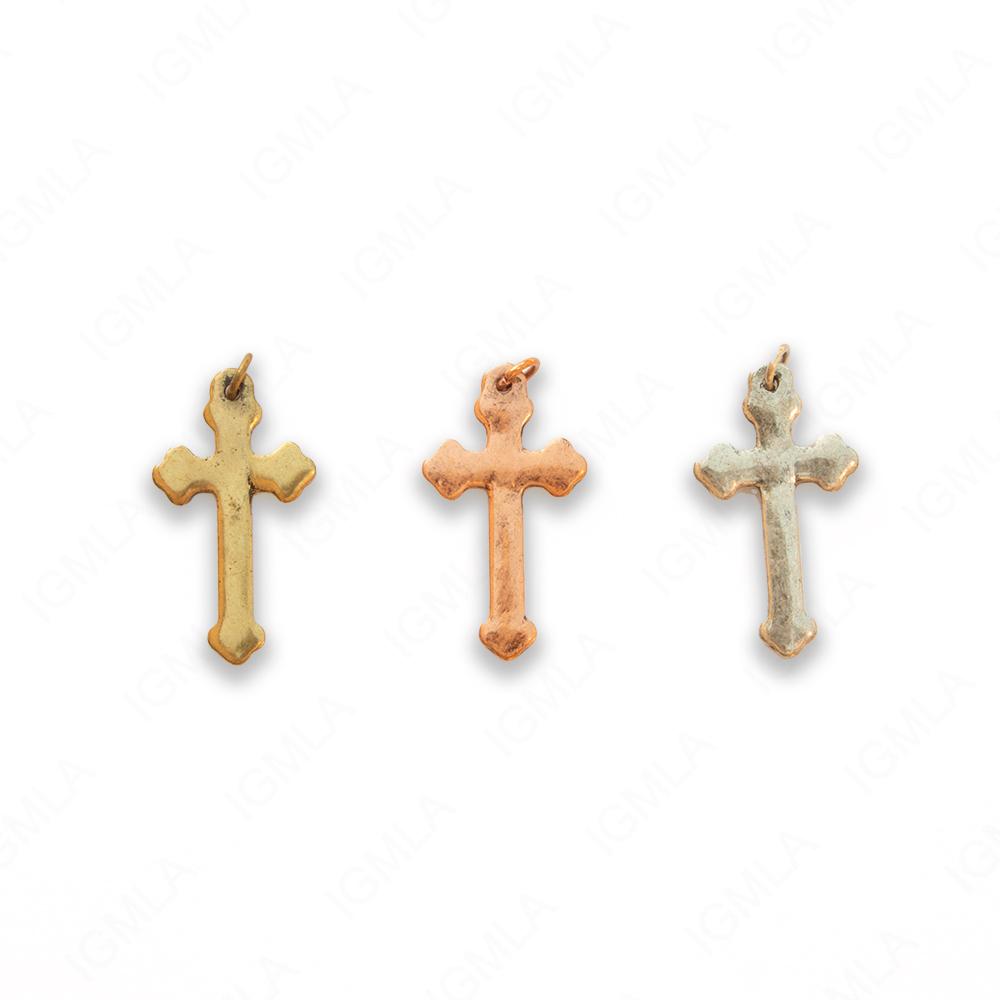 Zinc Alloy Gold, Silver, Copper Burnished Cross Pendants