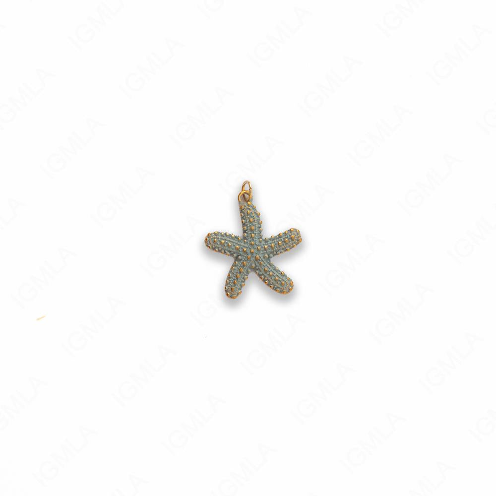 Zinc Alloy Blue W Gold Plating Sea Stars Pendants