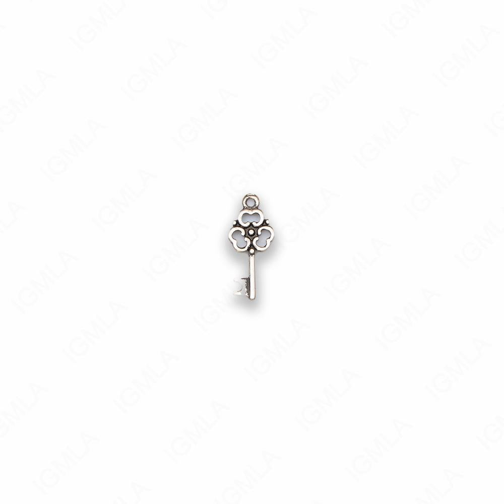 Small Zinc Alloy Antique Silver Key Charm
