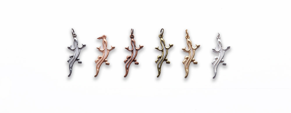 Small Zinc Alloy Matt Rose, Gold, Silver, Gold Plated, Burnish Gold, Silver, Copper Lizard Charm