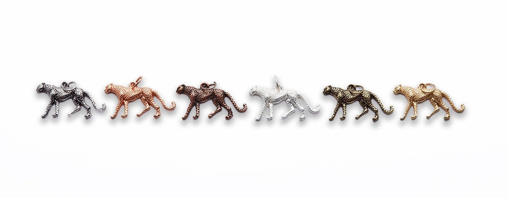 Small Zinc Alloy Matt Rose, Gold, Silver, Gold Plated, Burnish Gold, Silver, Copper Cheetah Charm