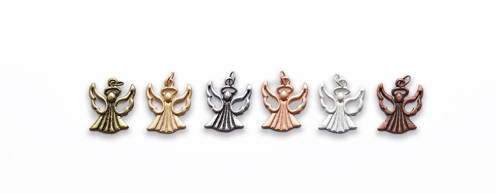 Zinc Alloy Matt Rose, Gold, Silver, Gold Plated, Burnish Gold, Silver, Copper Angel Charm