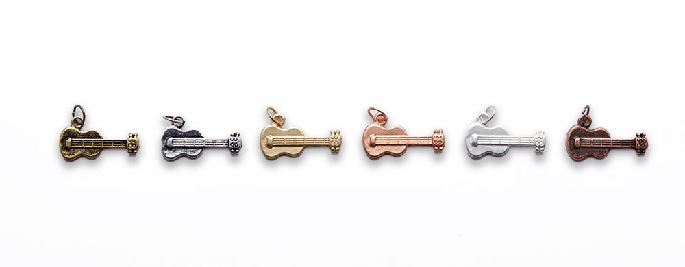 Small Zinc Alloy Matt Rose, Gold, Silver, Gold Plated, Burnish Gold, Silver, Copper Guitar Charm
