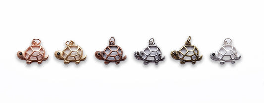 Small Zinc Alloy Matt Rose, Gold, Silver, Gold Plated, Burnish Gold, Silver, Copper Turtle Charm