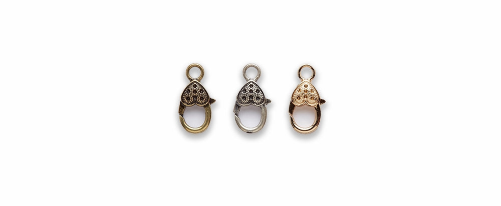 Zinc Alloy Silver Plated, Gold, Silver Burnish Lock Heart Pendants