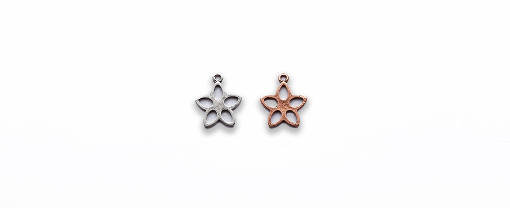 Zinc Alloy Copper, Silver Flower Pendants