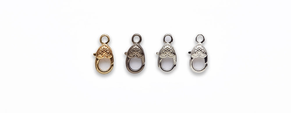 Zinc Alloy Gold, Rhodium, Gun Metal, Silver Plated Heart Clasp