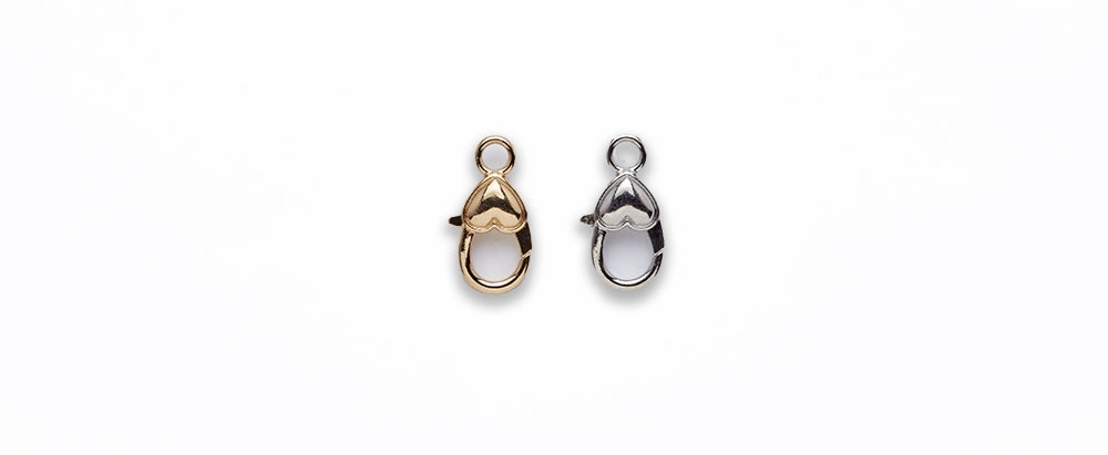 Zinc Alloy Rhodium, Gold Plated Heart Clasp