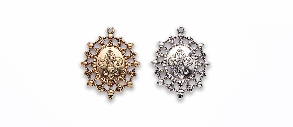 Zinc Alloy Gold, Silver Plated Semi Oval Pendants