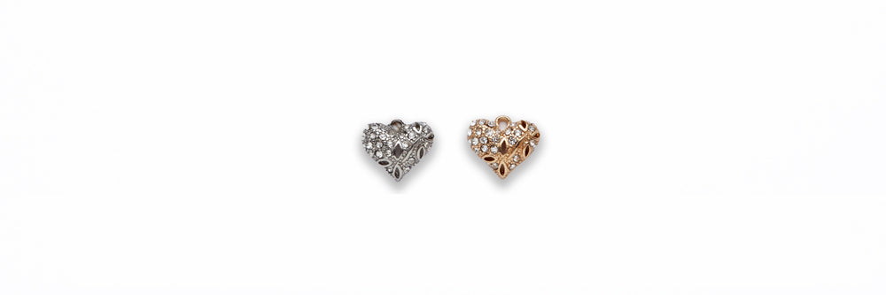 Small Zinc Alloy Gold, Rhodium Plated Heart Charm
