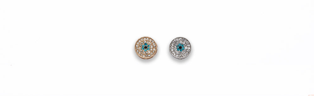 Zinc Alloy Gold, Rhodium Plated w Rhinestones Round Connector