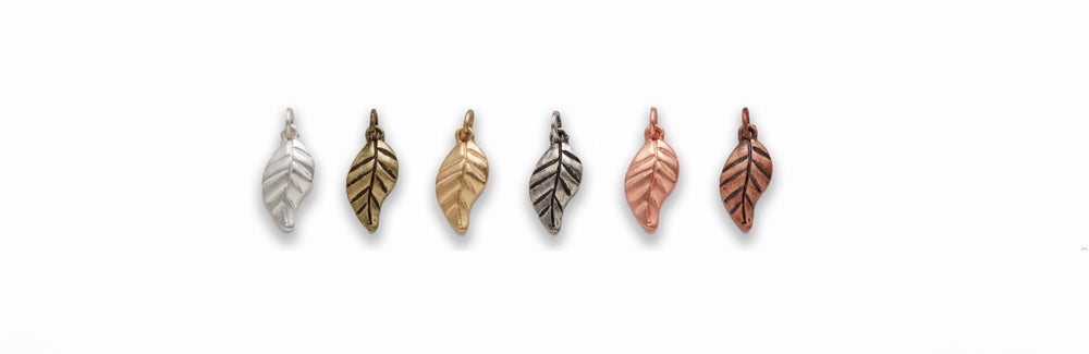 Small Zinc Alloy Matt Rose Gold, Silver, Gold, Burnish Silver, Gold, Copper Leaf Charm
