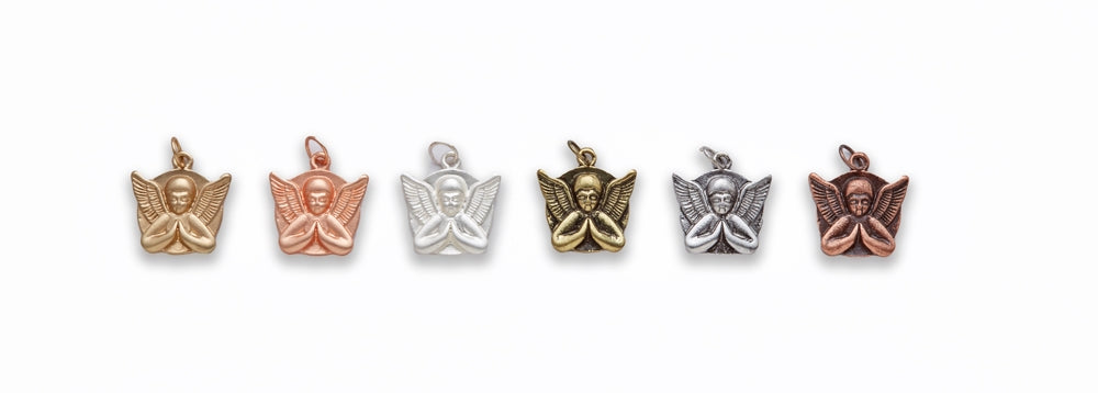 Small Zinc Alloy Matt Rose Gold, Silver, Gold, Burnish Silver, Gold, Copper Angel Charm